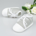 Buciki do chrztu dla chłopca - szare trampeczki