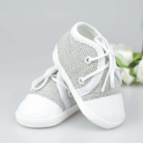 Buciki do chrztu dla chłopca - szare trampeczki