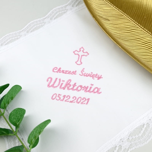 Biała chrzczonka, szatka do chrztu z krzyżem "Chrzest święty" - KOLORY-