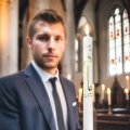 Świeca do Chrztu Świętego - srebrno - żółte zdobienia + literki gratis
